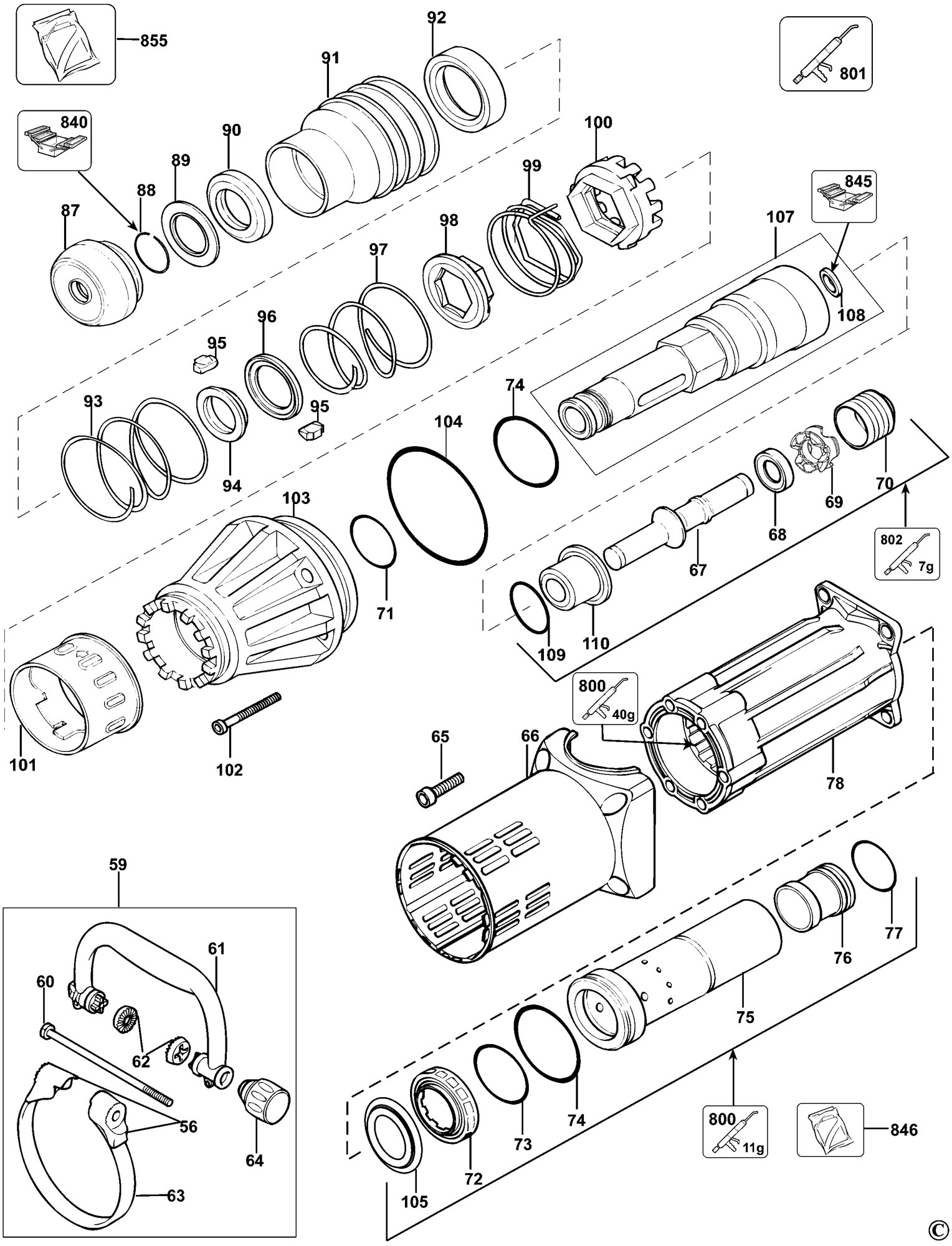 DeWalt Genuine Spare Parts D25899K Demolition Hammer - Type 1 | eBay