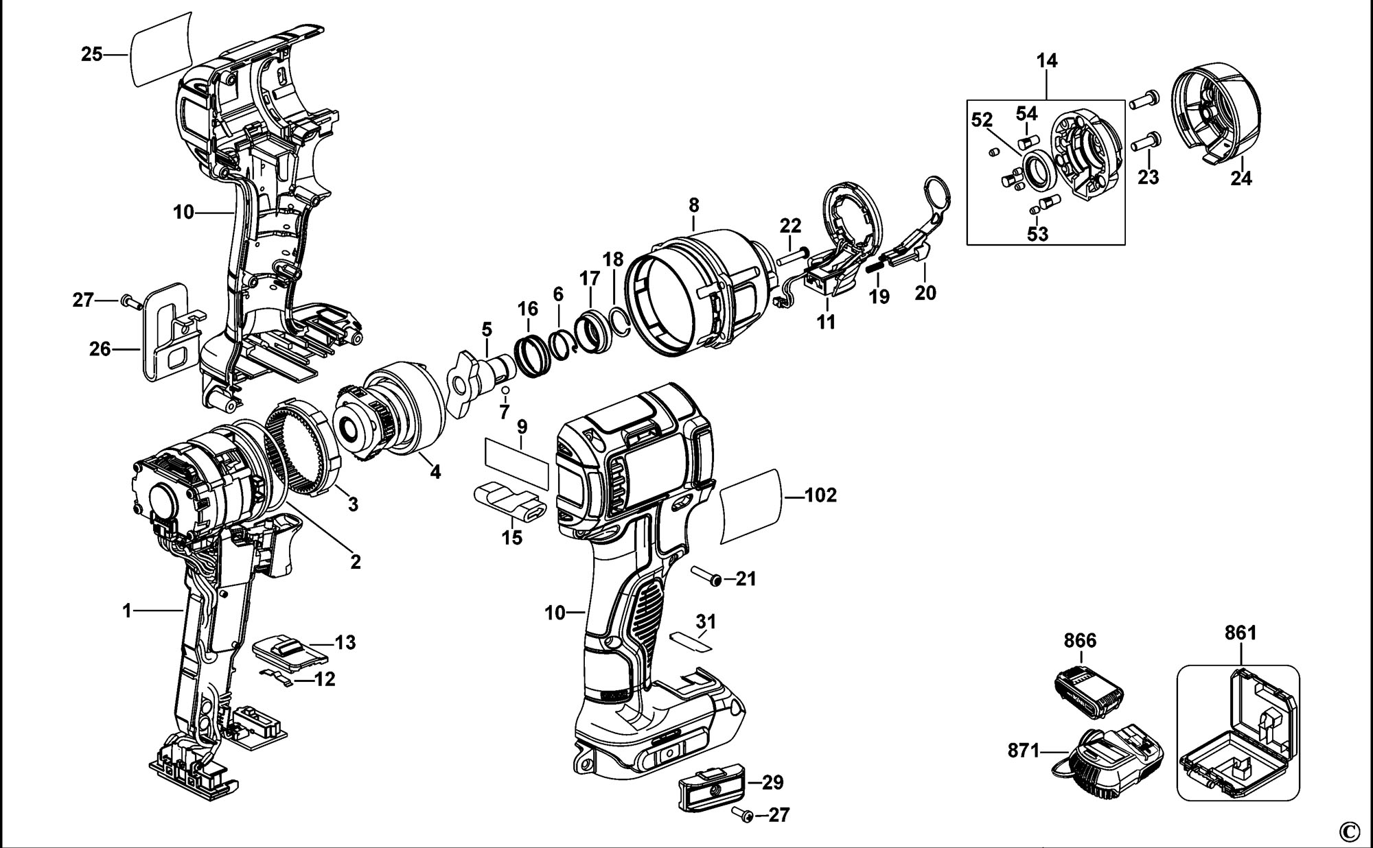 Spares for Dewalt Dcf895 Impact Driver (type 1) SPARE_DCF895/TYPE_1