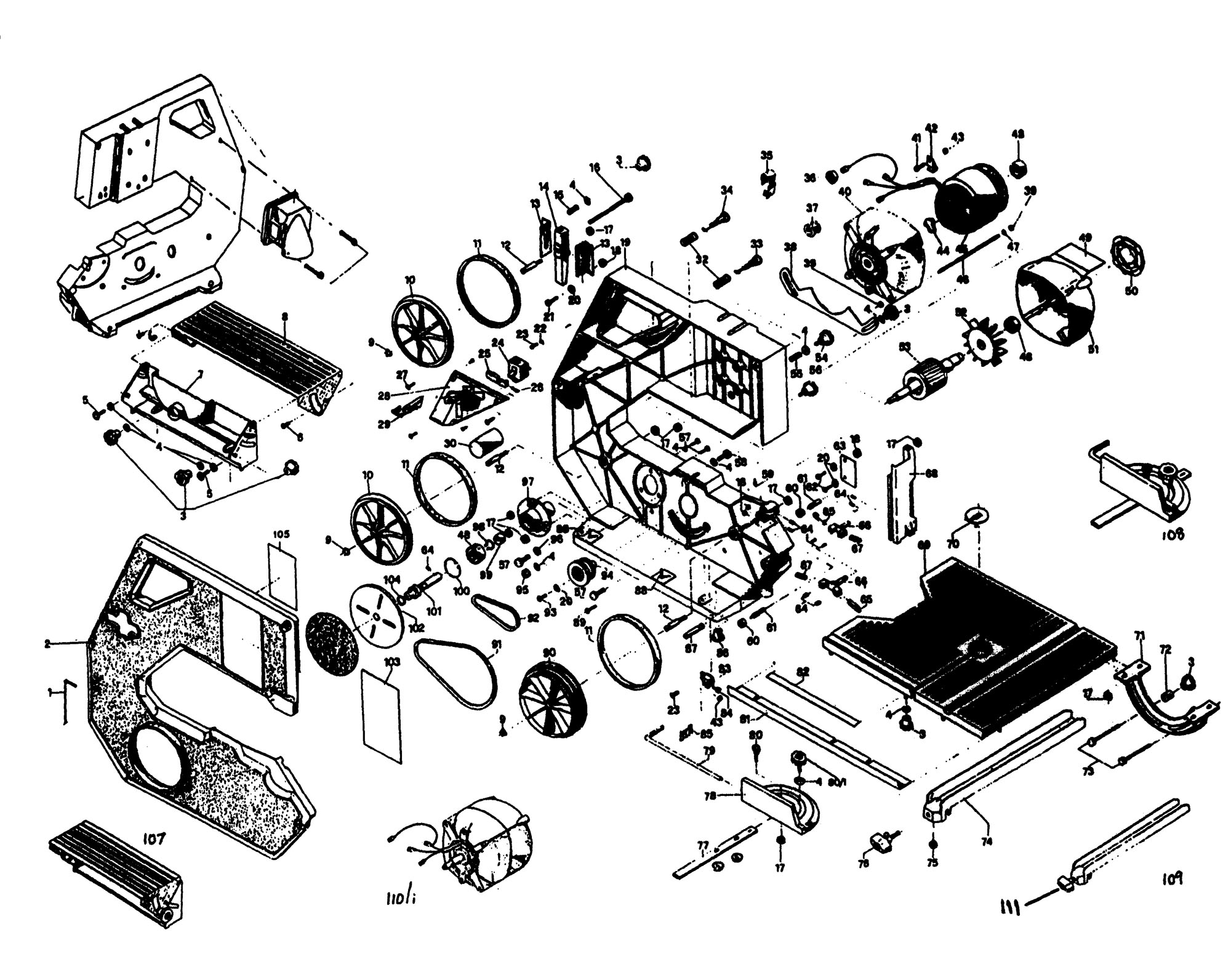 Spares for Dewalt Dw100 Bandsaw (type 1) SPARE_DW100/TYPE ... band saw wiring diagrams 
