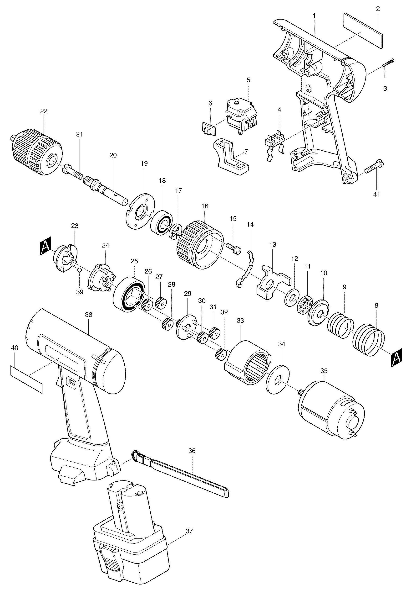 Spares for Makita 6222d Cordless 1/4'' Drill/driver 9.6v Spare Parts