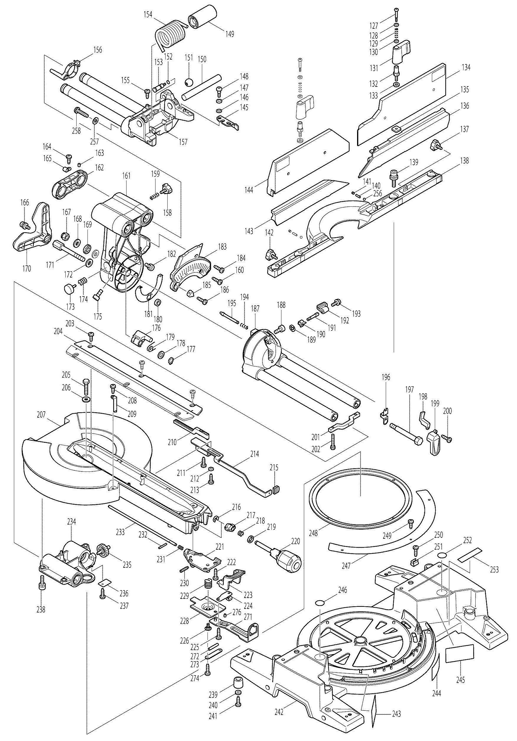 Spares for Makita Ls1216l Corded 305mm Slide Compound Mitre Saw (with