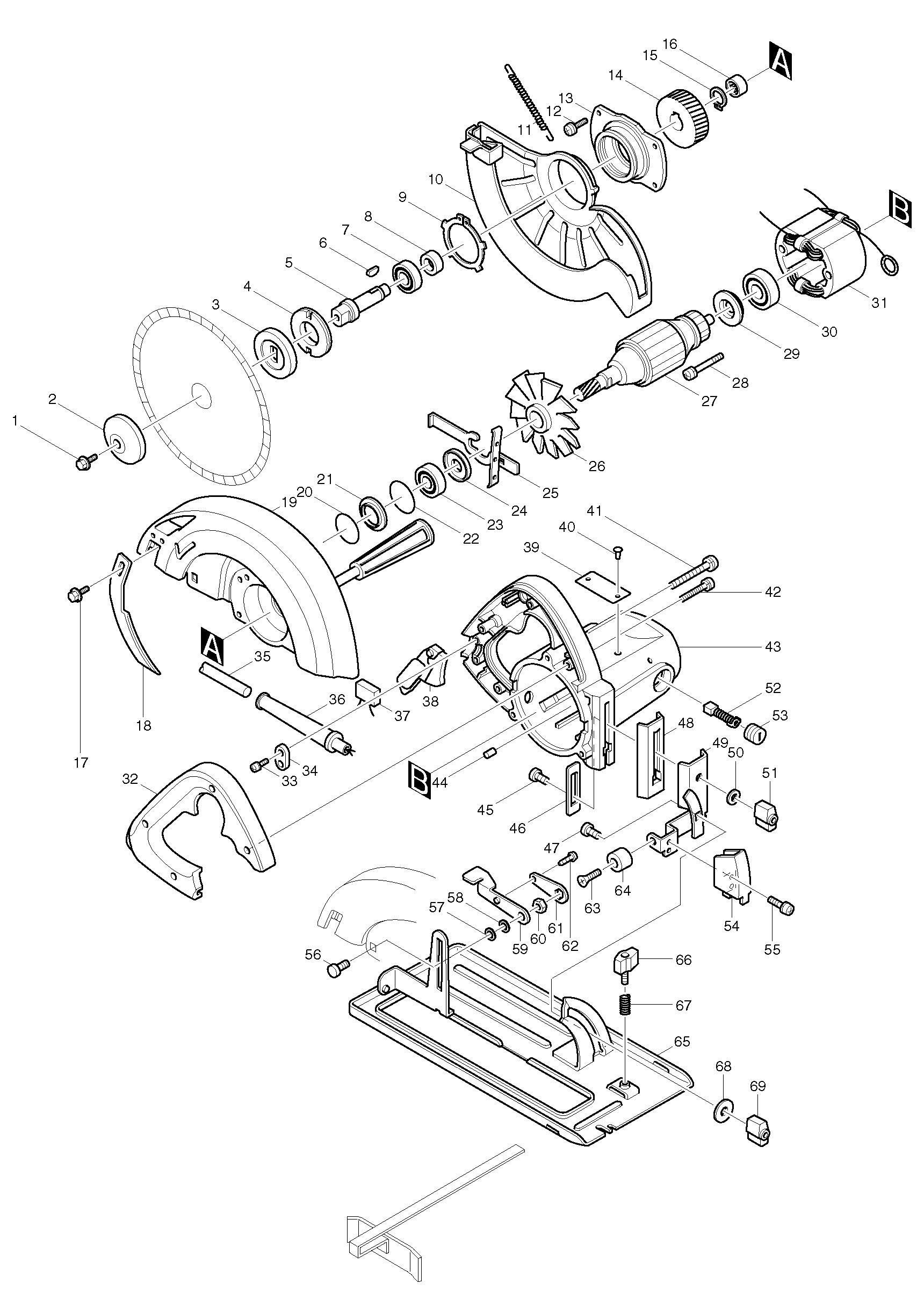 Spares for Makita Sr2300 Corded 235mm Circular Saw 110v & 240v Spare