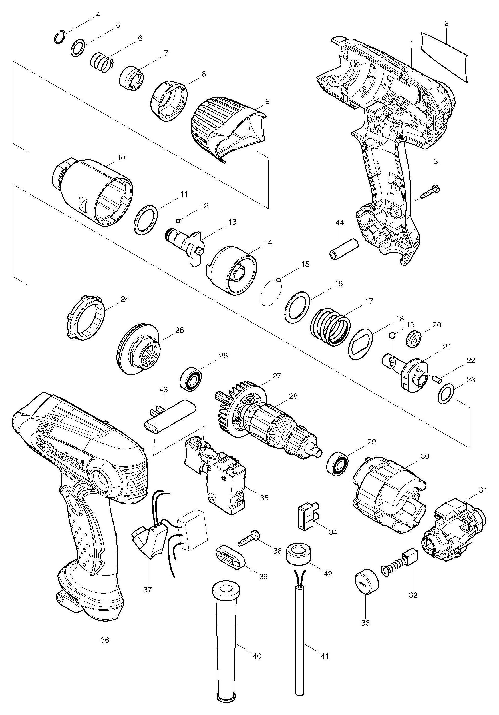Spares for Makita Td0101f 1/4'' Hex Impact Driver 110v & 240v Spare